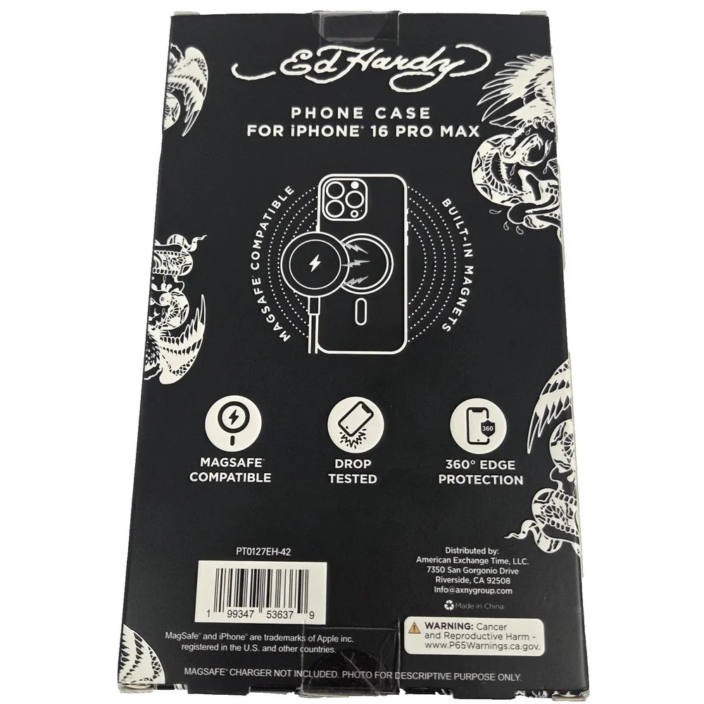 Ed Hardy iPhone 16 Pro Max Case MagSafe Tattoo Skull Hearts Clear New